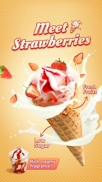 Strawberry Ice Cream Consumer Packaged Fast Food Snacks Ecommerce Story