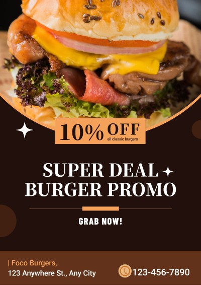 Burger Restaurant Dining Fast Food Discount Promo Advertising Poster