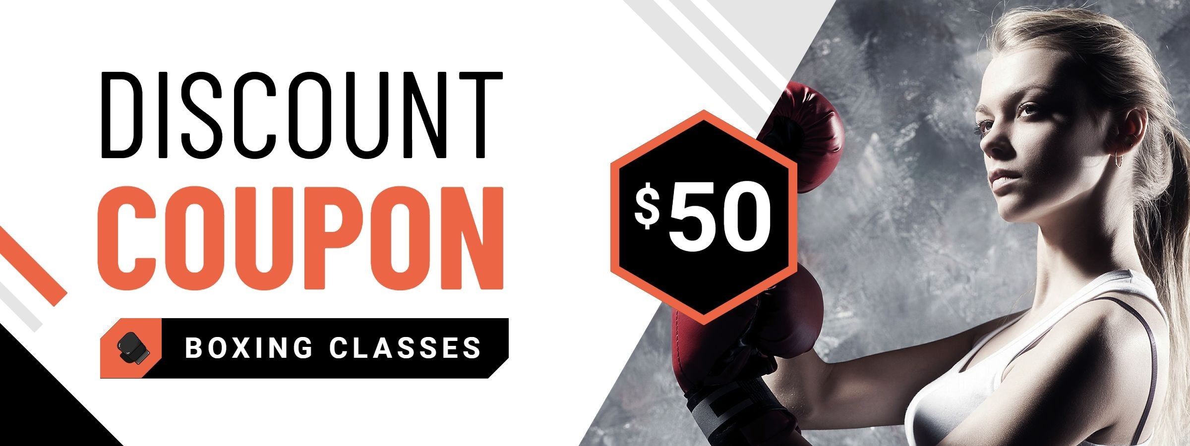 Commercial Hexagon Price Tag Boxing Classes Discount Coupon
