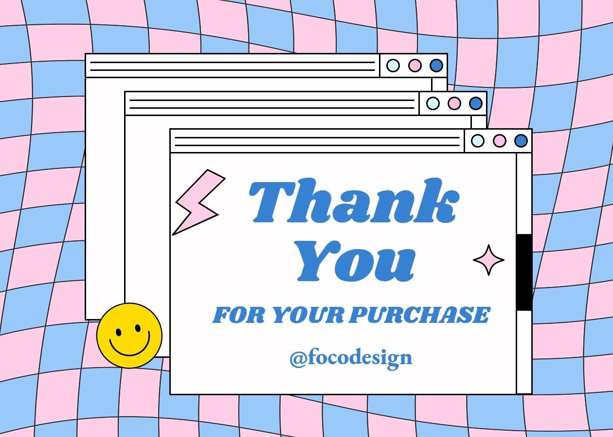 Creative Grid Background Interface Simulation Thank You Card