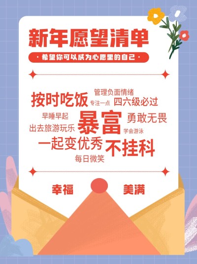 新年愿望清单小红书封面