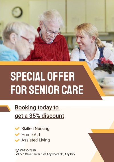 Senior Care Services Offer Advertising Poster
