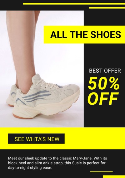 Sneakers Sports Running Shoes Discount Sale Promo Advertising Poster