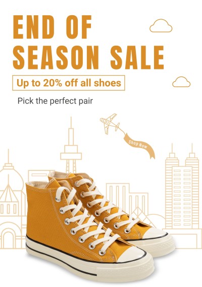 Canvas Shoes End of Season Sale Discount Promo Advertising Poster