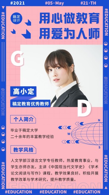 中学各学科英语讲师介绍海报预览效果