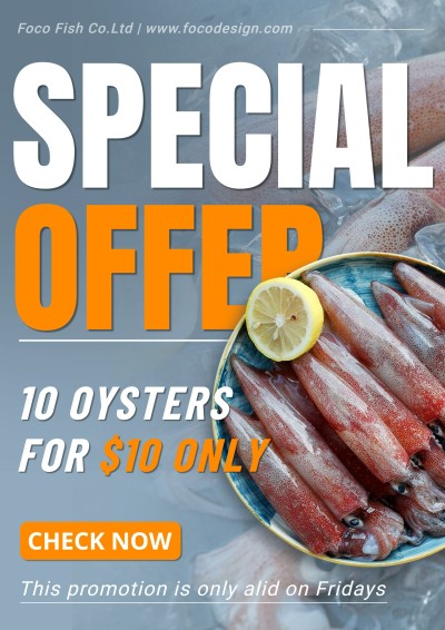 Seafood Squid Groceries Sale Promo Advertising Poster