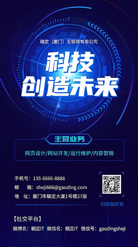 企业宣传IT互联网创客空间电子名片海报