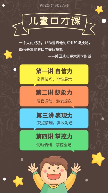儿童口才课培训海报预览效果