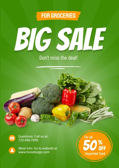 Simple Brush Pattern Fresh Vegetables Big Sale  Poster