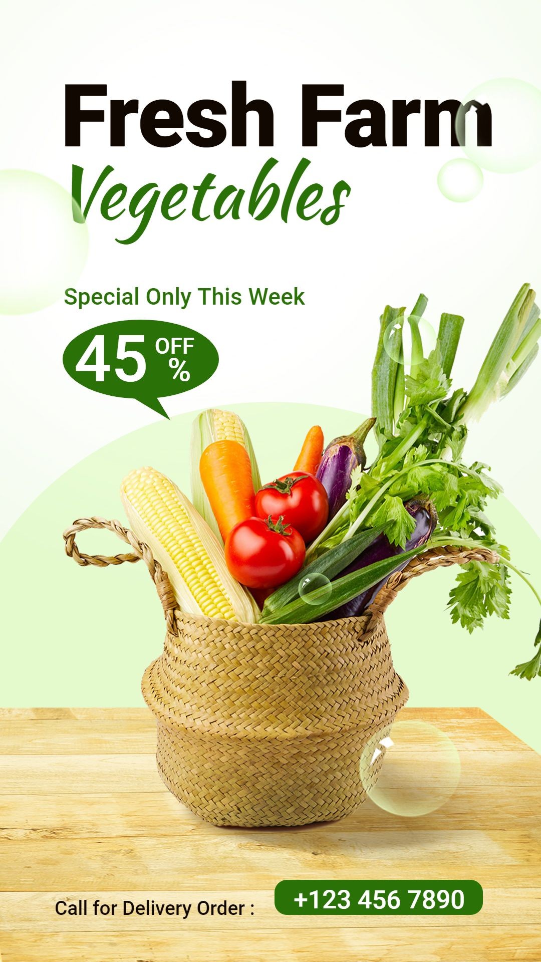 Fresh Vegetables Groceries Food Supplies Discount Product Promo Ecommerce Story