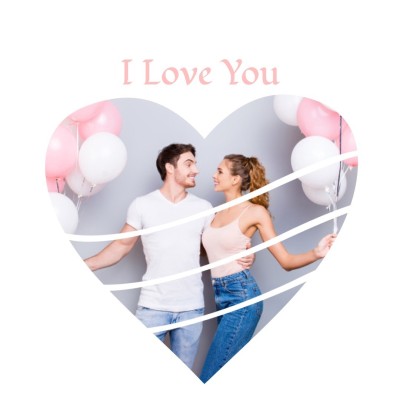 Minimalist Love Heart Strip Splicing Photos Upload Text Instagram Post