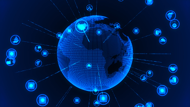 企业商务年会4K蓝色地球科技风图标背景视频AE模版