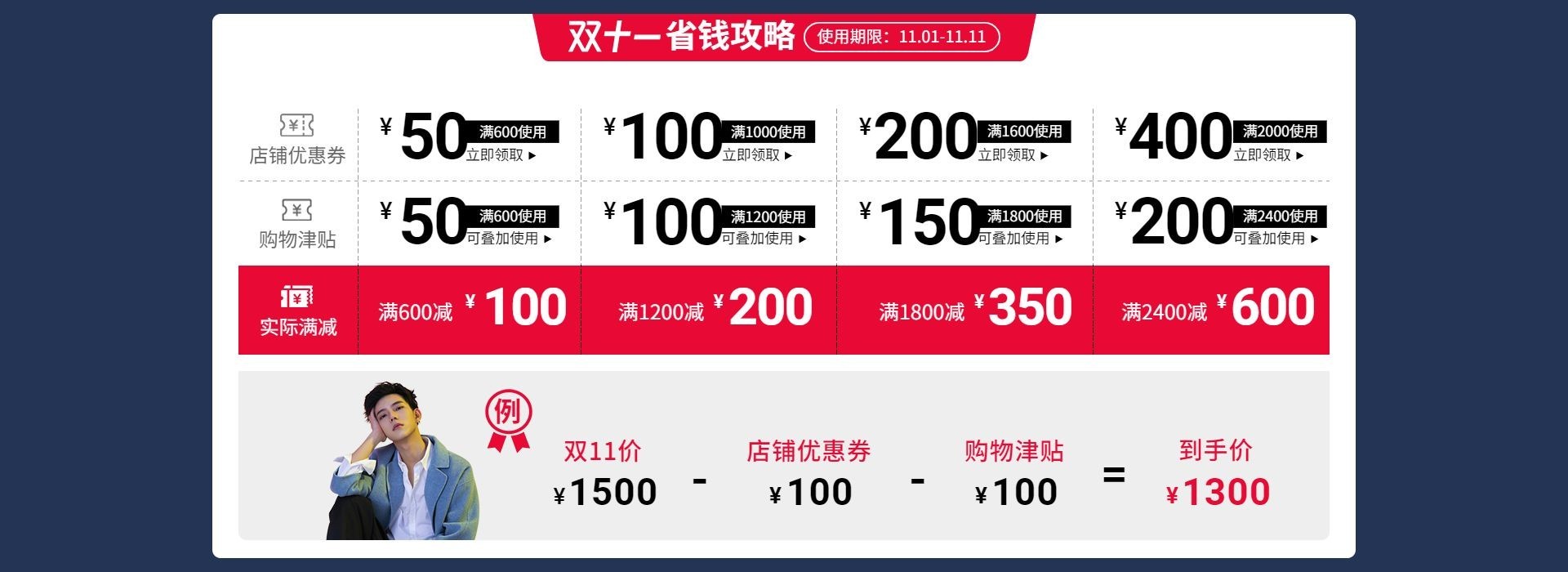 双十一大促鞋服时尚简约电商优惠券