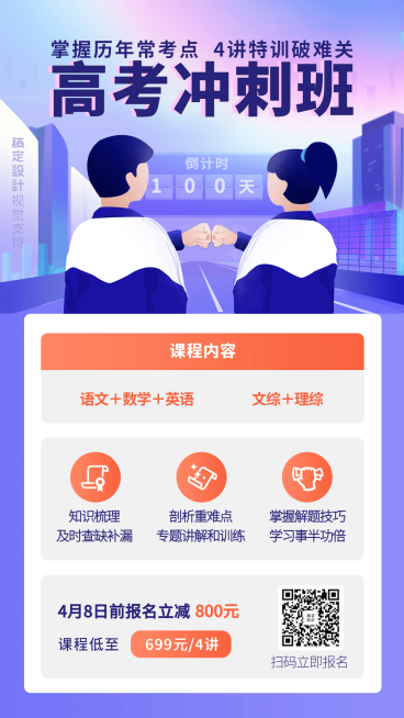 高考冲刺班招生促销海报预览效果