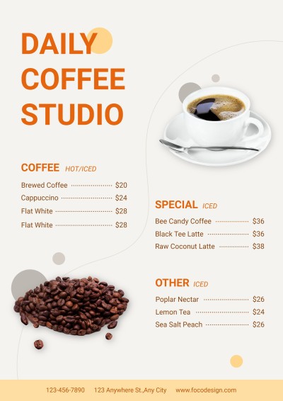 Simple Dots Decorate Coffee Shop Cafe Drinks Menu