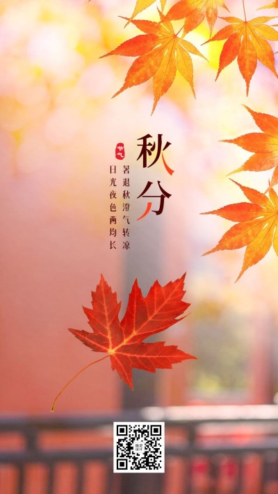 通用秋分节气祝福实景海报