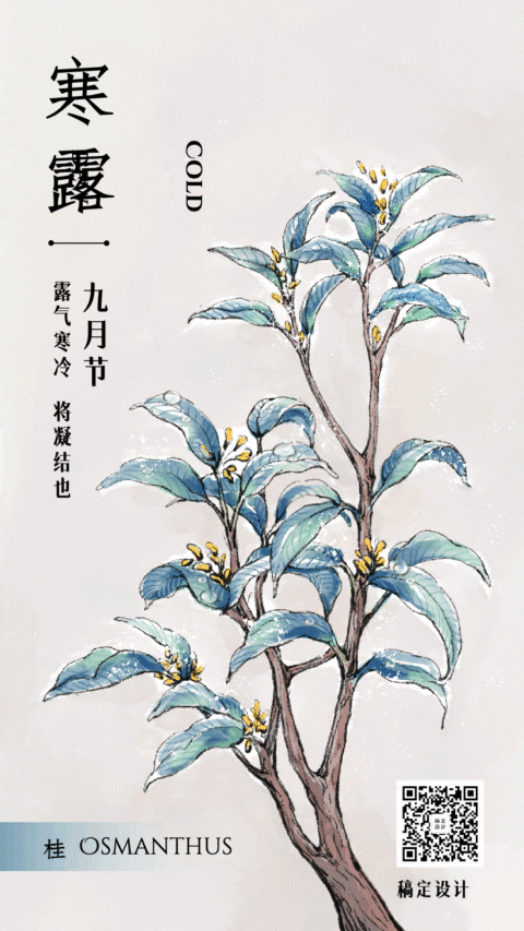 寒露节气复古中国风清新动态海报
