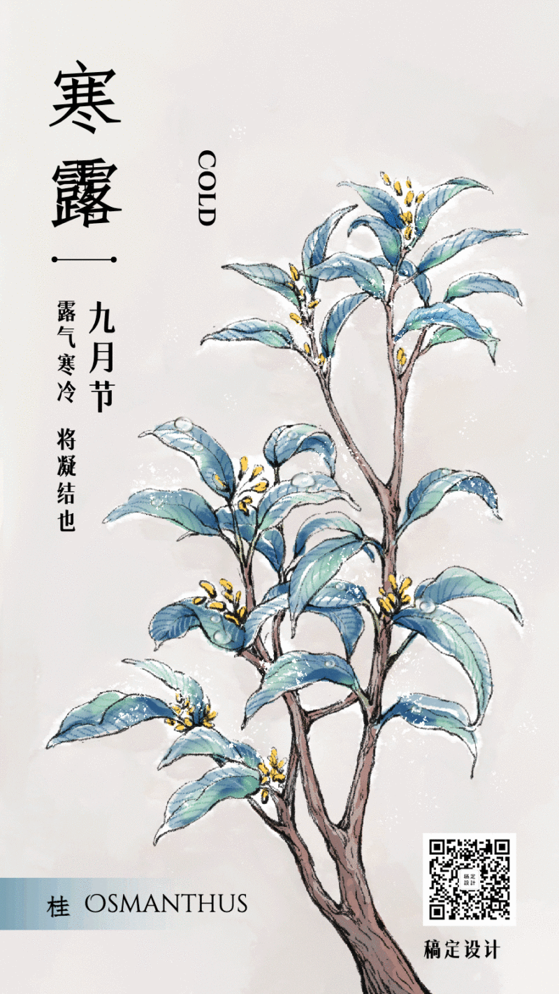 寒露节气复古中国风清新动态海报