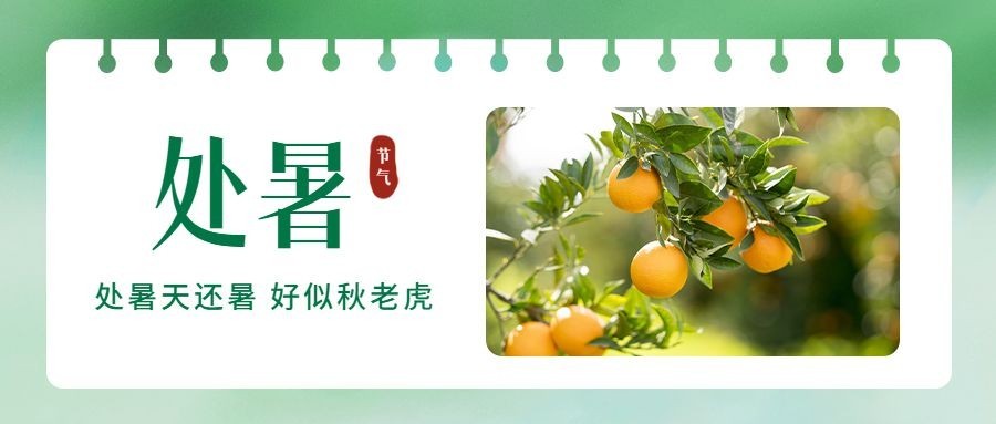 处暑节气祝福问候实景公众号首图预览效果