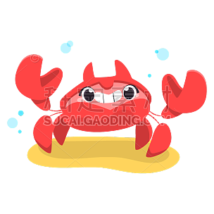 手绘-卡通风海洋动物元素-螃蟹