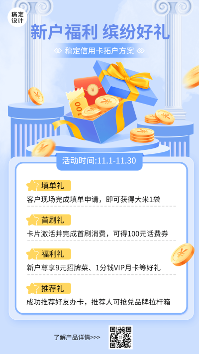 金融银行信用卡拓户营销活动方案宣传手机海报
