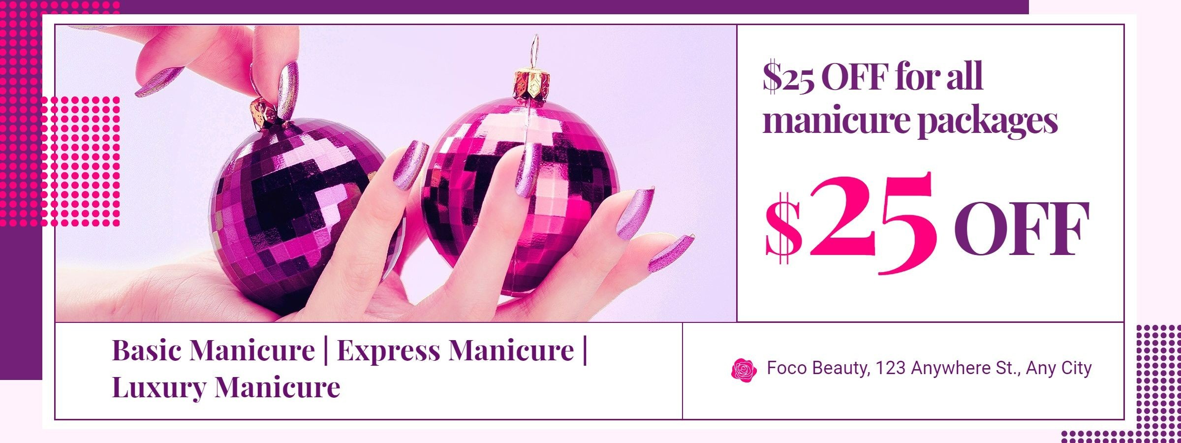 Fashion Rectangle Frame Manicure Services Discount Coupon