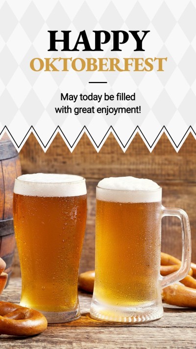 Simple Geometry Pattern Oktoberfest Beers Illustration Instagram Story