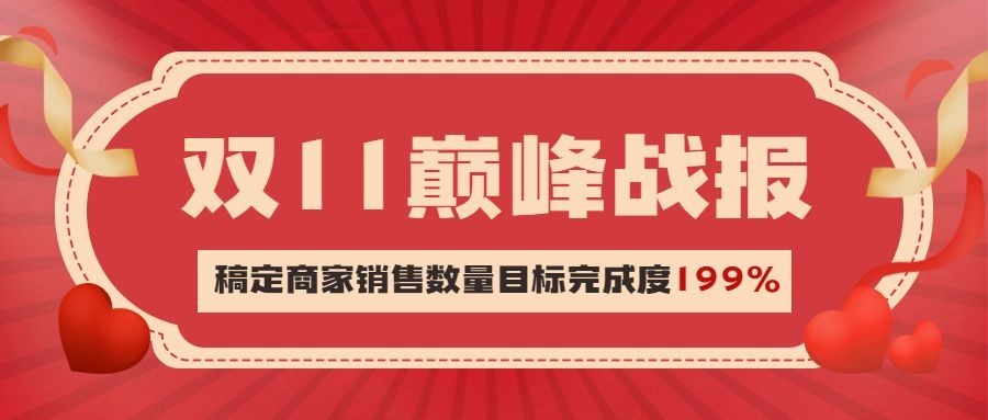 双十一红金喜庆销售战报公众号首图预览效果