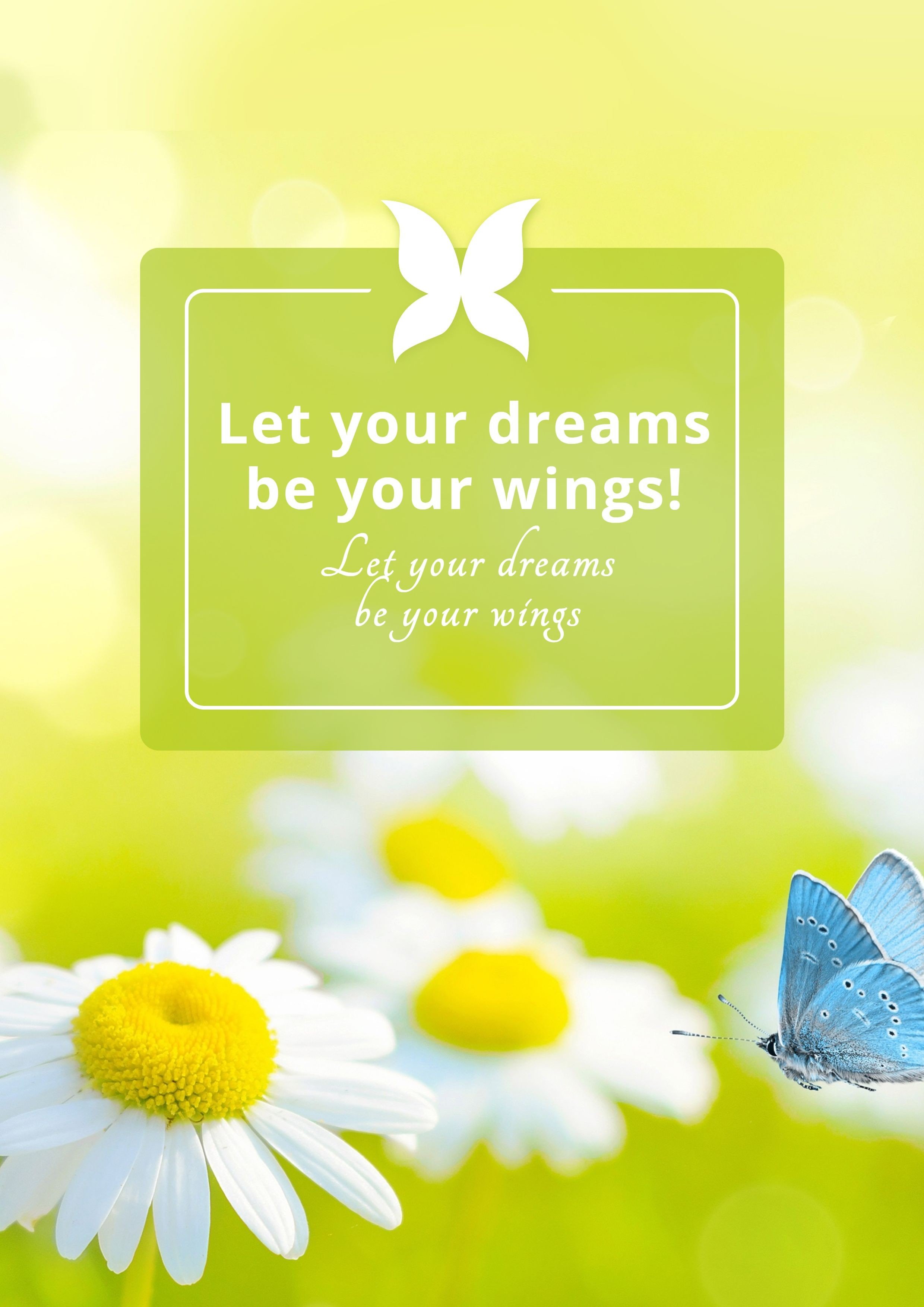 Daisy Flower and Butterfly Nature Positivity Motivational Inspiring Quotes Poster