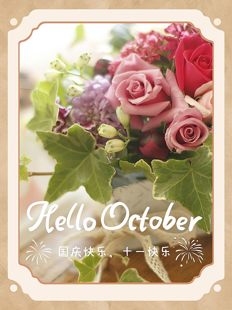 国庆节祝福杂志风晒照plog模板