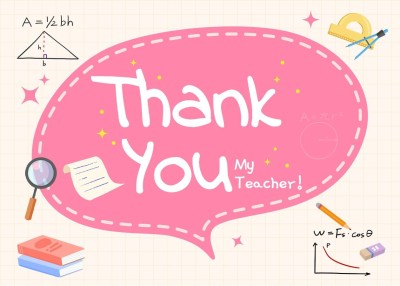 Cute Cartoon Pink Dialog Box Pattern Greeting Text  Thank You Card