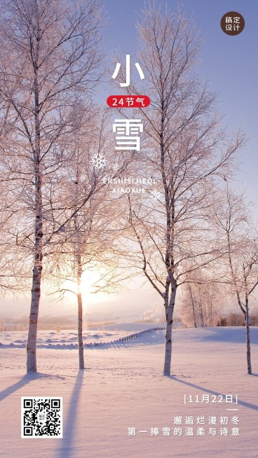 新媒体小雪节气祝福手机海报预览效果