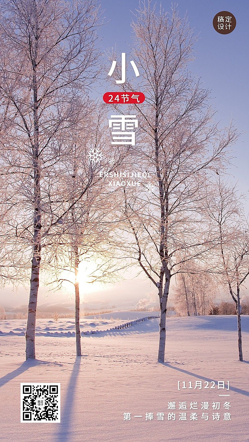 新媒体小雪节气祝福手机海报