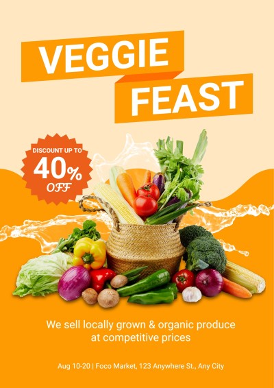 Simple Orange Silk Ribbon Pattern Vegetables Sale Poster