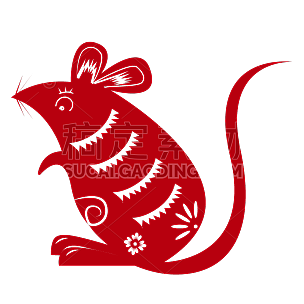 红色老鼠动物svg贴纸