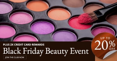 Black Friday Beauty Event makeup Cosmetics  Sales Ecommerce Banner