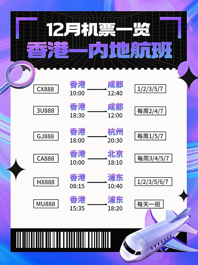 航班路线机票信息攻略小红书配图