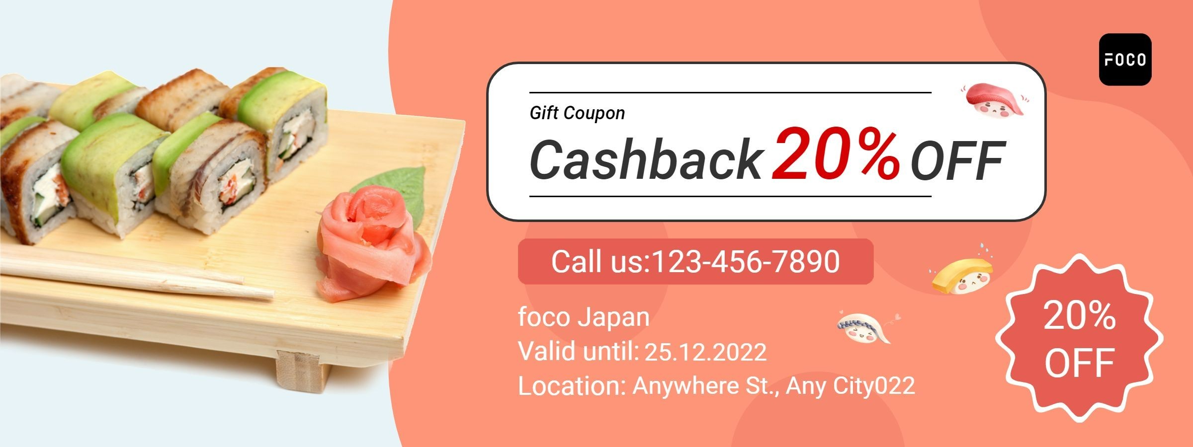 Fresh Japanese Sushi Restaurant Voucher Discount Coupon