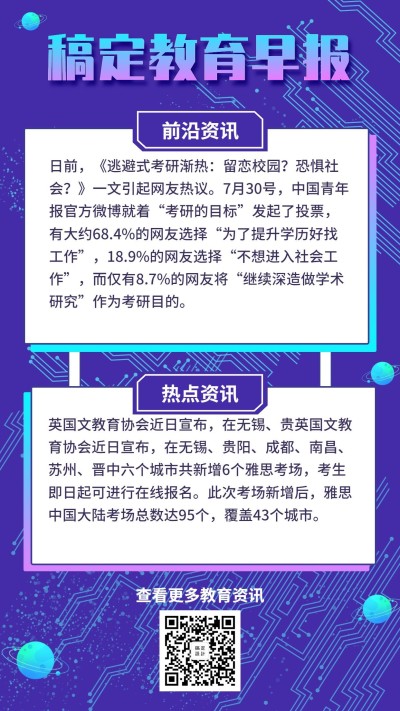 教育培训简约早报科普手机海报