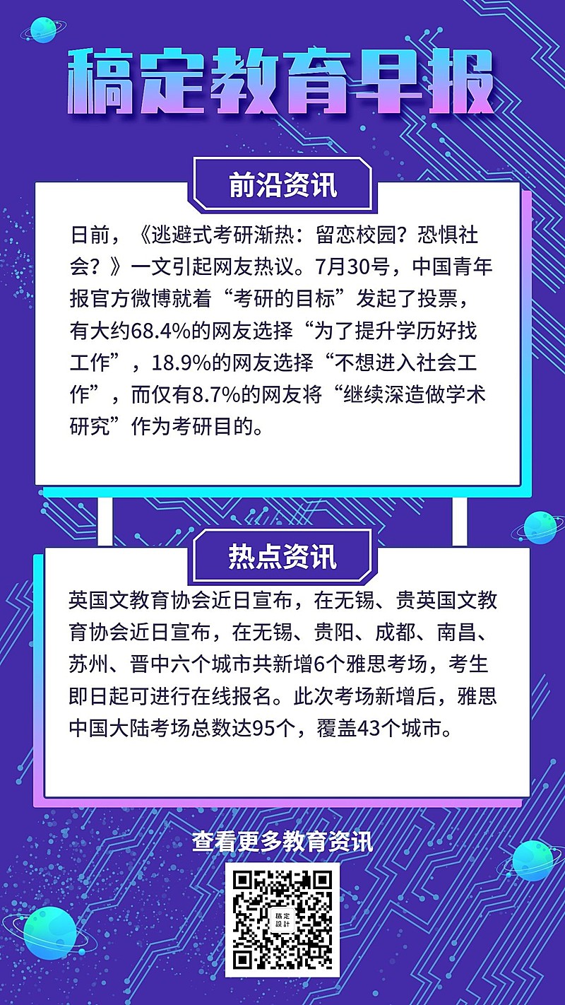 教育培训简约早报科普手机海报