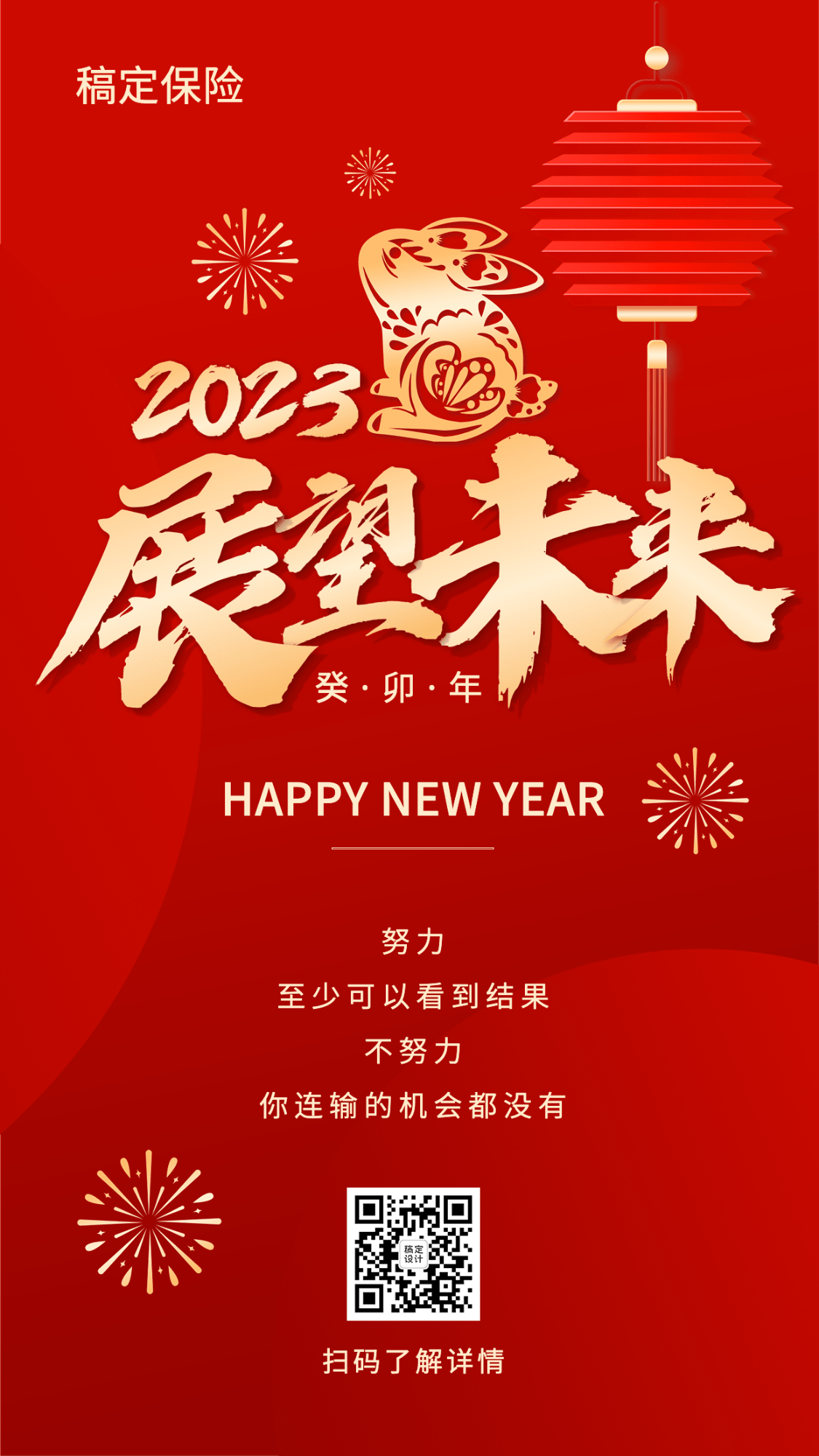 新年元旦春节金融保险节日祝福激励喜庆手机海报