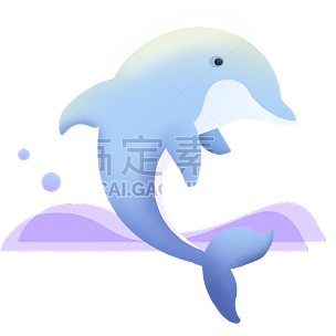 扁平-海洋日元素贴纸-海豚