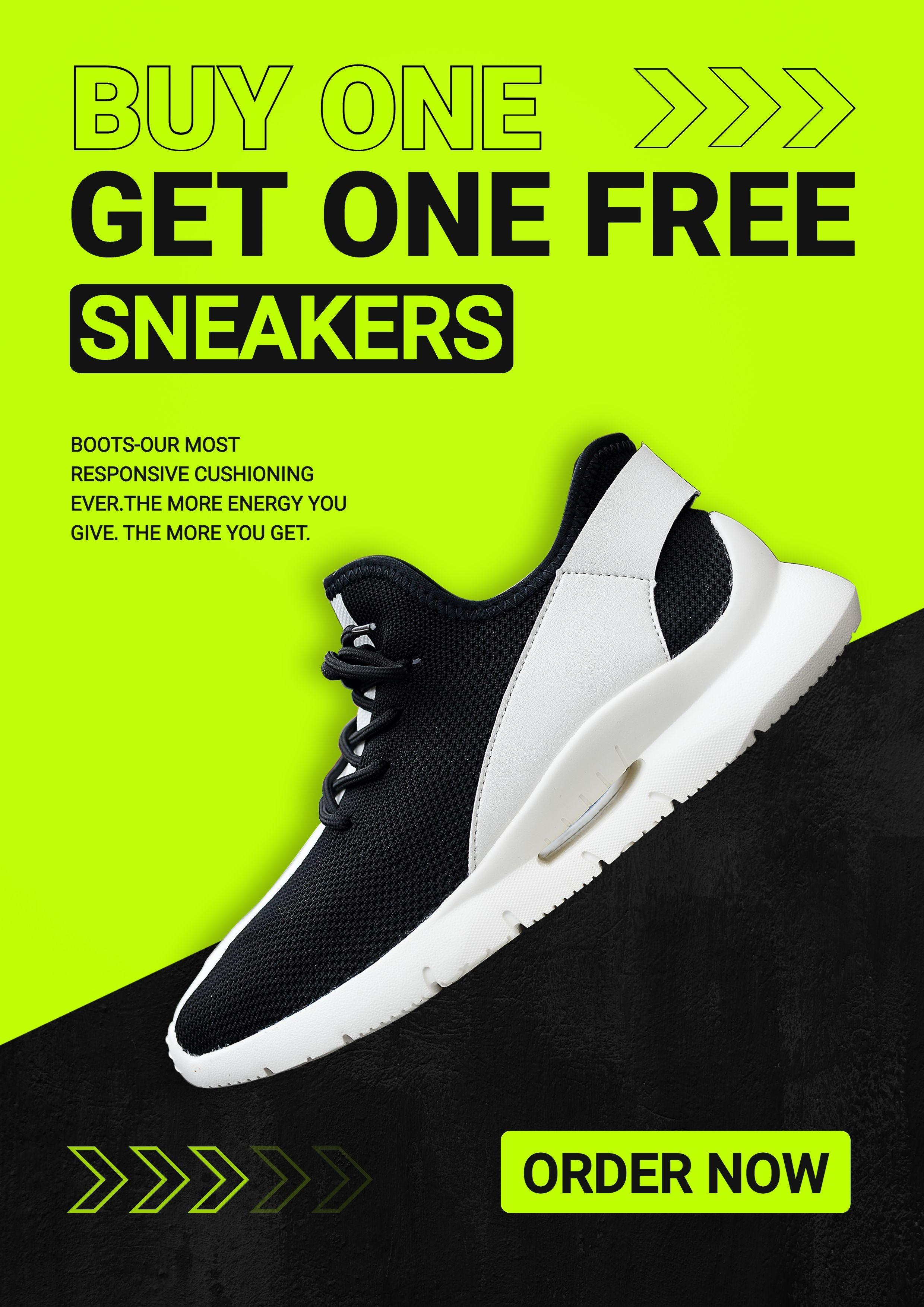 Sports Running Shoes Sneakers Buy One Get One Free Sale Advertising Poster