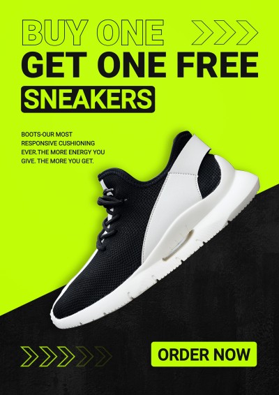 Sports Running Shoes Sneakers Buy One Get One Free Sale Advertising Poster