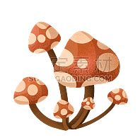 手绘-秋天元素贴纸-蘑菇