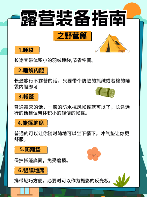 户外露营指南科普小红书配图预览效果