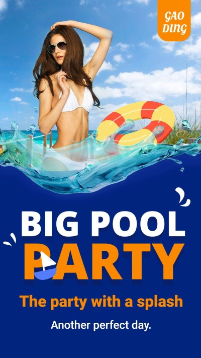 Fashion Swimwear Woman Big Pool Party Instagram Story