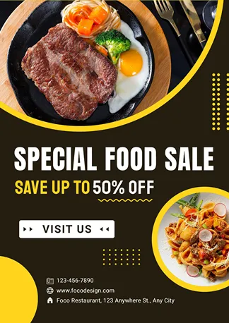 Restaurant Dinning Food Discount Promo Advertising Poster