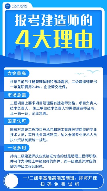 一二建考试科普手机海报预览效果