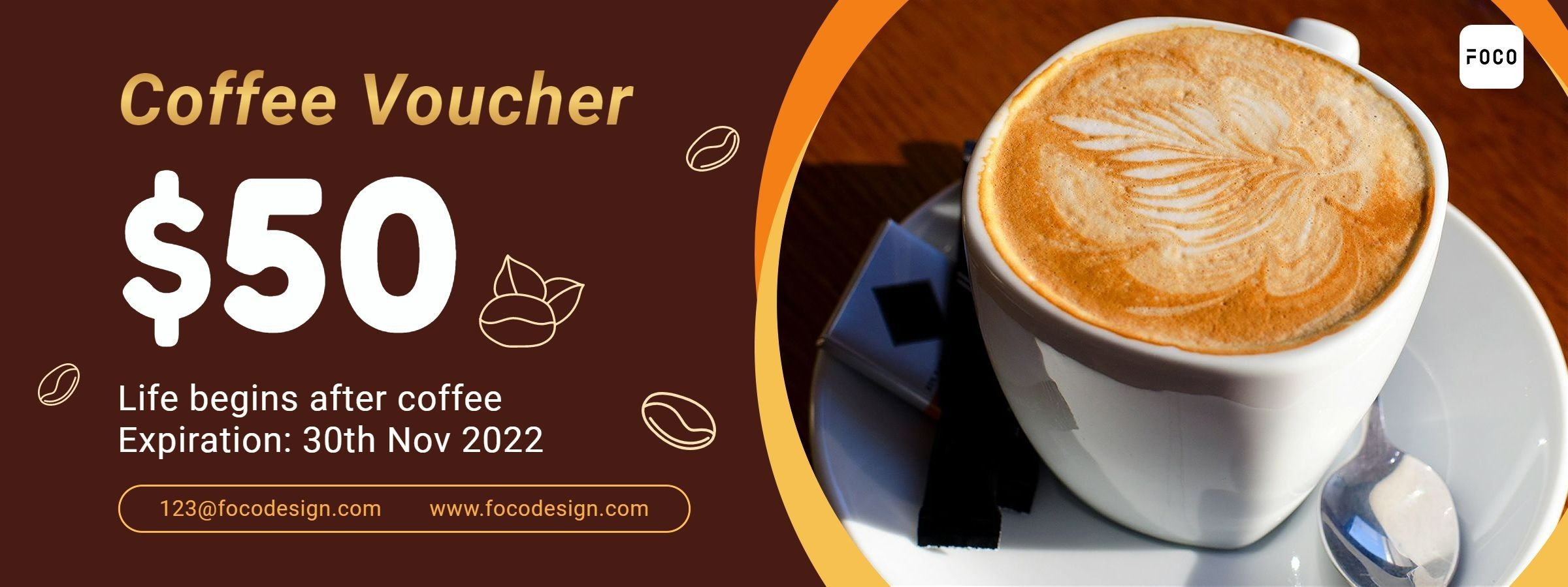 Coffee Shop Cafe Promo Voucher Cash Coupon
